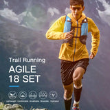 a man running on a mountain trail with the text trail running agile
