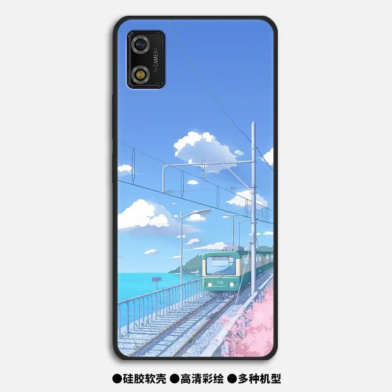 a train is coming to the station phone case