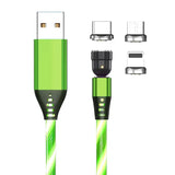 a green and white cable with a black and white stripe