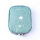 a small blue case with a white logo on it