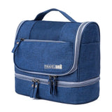 the travel bag is a large, blue bag with a zipper closure