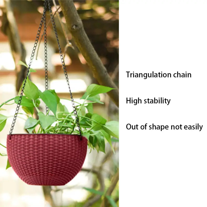 a hanging planter with a plant in it