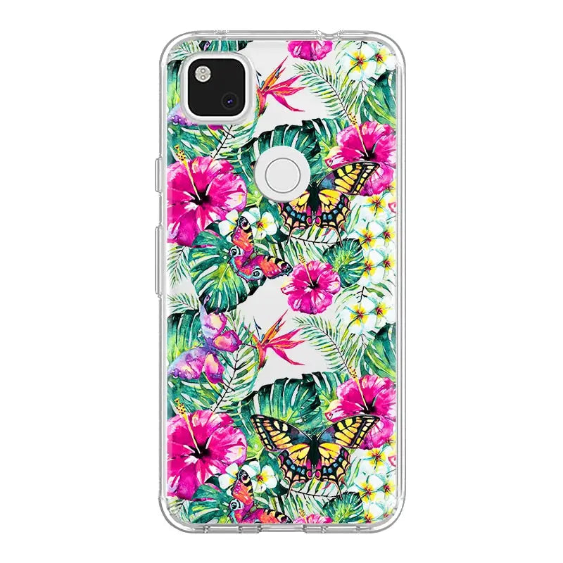 tropical flowers and butterflies clear case for iphone 11