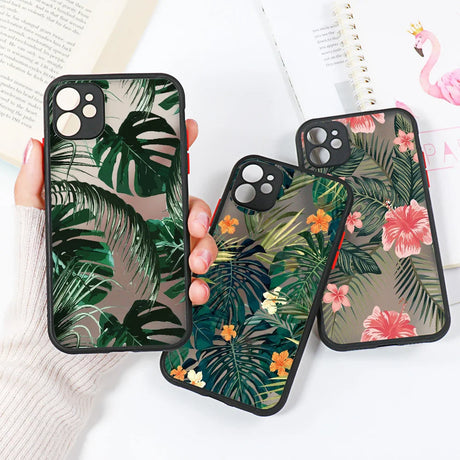 Tropical leaves phone case