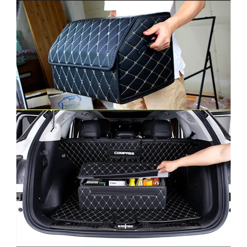 a car trunk bag with a zipper