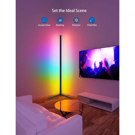 A tv screen with a colorful light on it