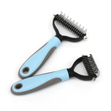two blue and black hair scissors on a white background