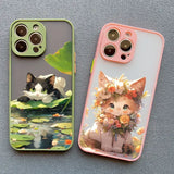 two cases with a cat and a flower