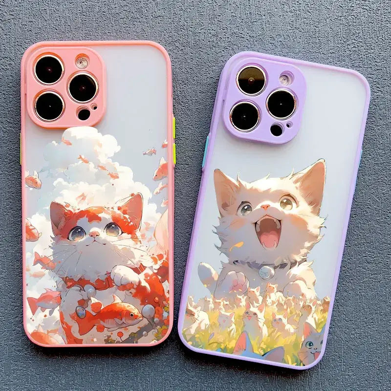 two cases with a cat and kitten design