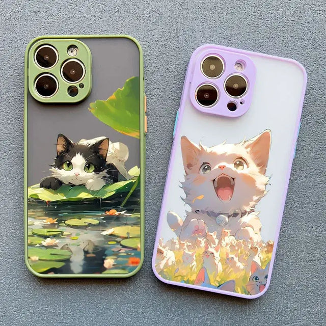 two cases with a cat and a cat in the water