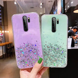 two cases with glitter glitters on them