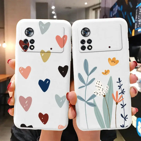 Two cases with hearts and flowers