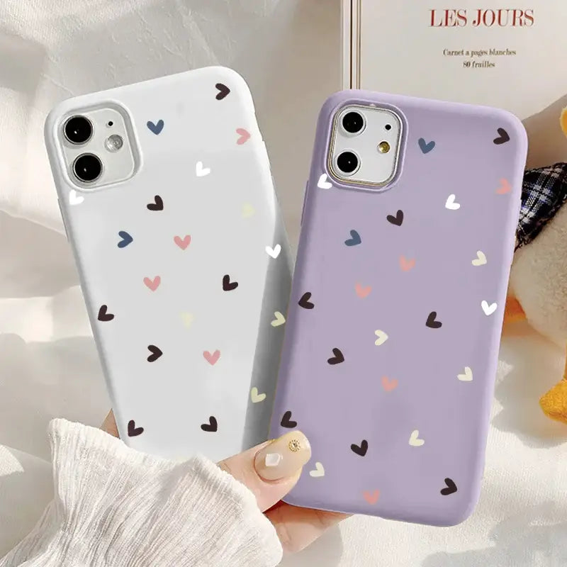 two cases with hearts on them