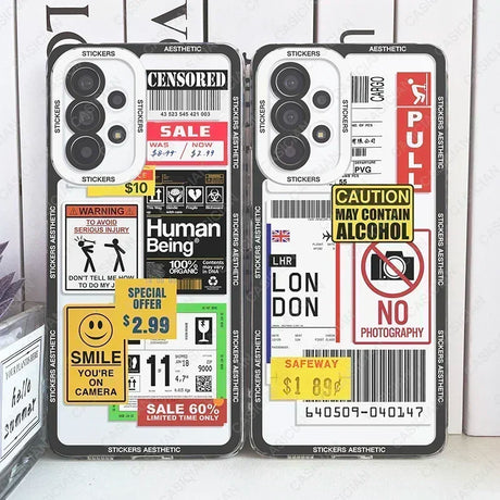 two cell cases with different designs on them