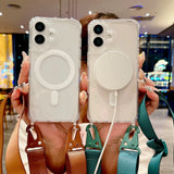 Shockproof Magsafe Transparent Case with Shoulder Lanyard For Samsung Galaxy S25 S24 S23 Ultra Plus
