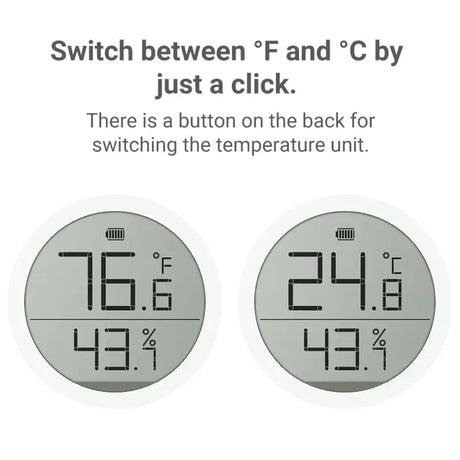 Two clocks showing different times and temperatures on a white background