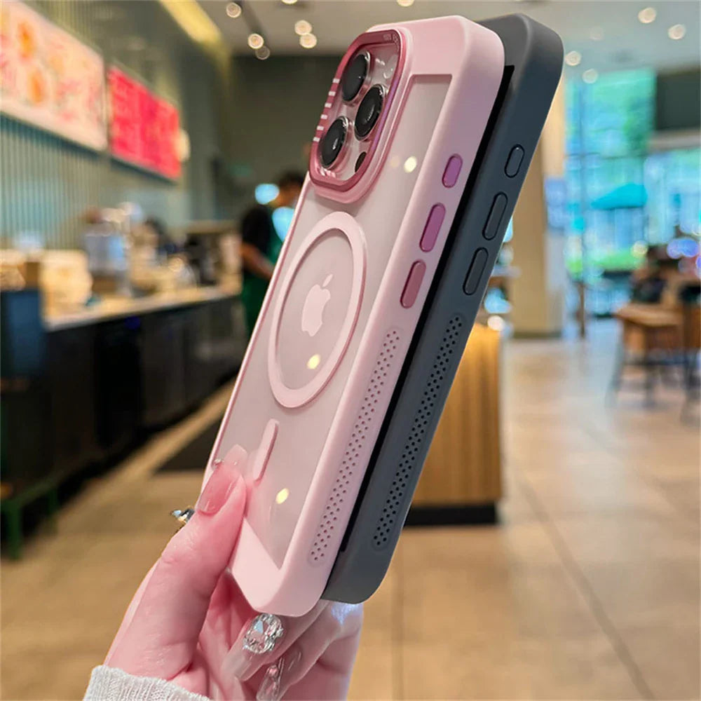 Two encased smartphones.