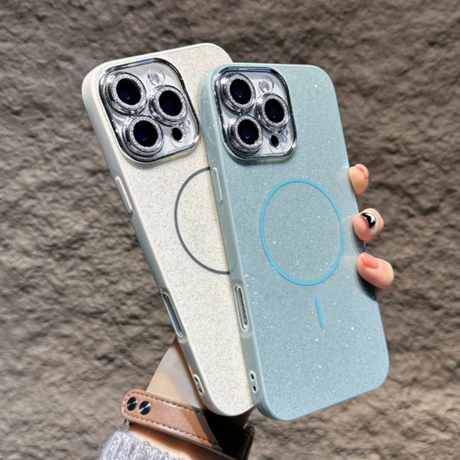 Two glittery iPhone cases.