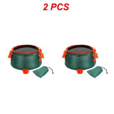 two green and orange camping pots with a bag on top