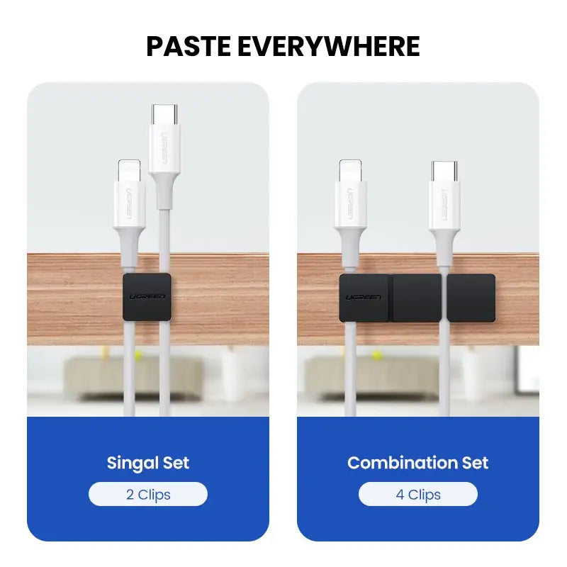 two images of a pair of cables connected to a wall