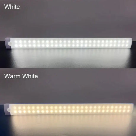 Two images of a white light that is on a table