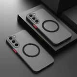 two iphone cases with a black background