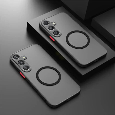 two iphone cases with a camera lens