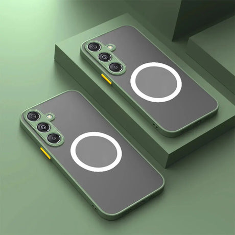 two iphone cases with a camera on them