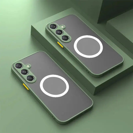 two iphone cases with a camera on them