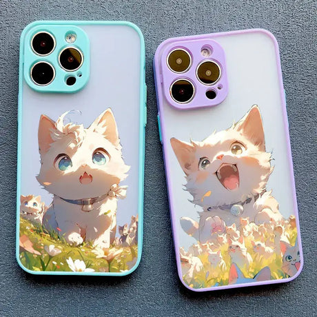 Two iphone cases with a cat and kitten on them