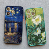 Two iPhone cases featuring famous paintings as their designs.