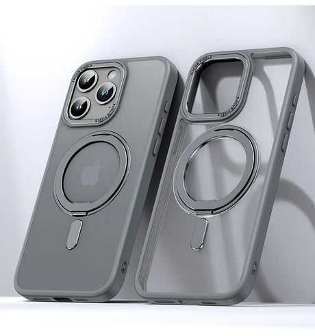 Two iPhone cases with MagSafe-compatible circular rings and camera cutouts.