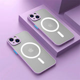 Two iPhone cases with MagSafe charging rings and triple camera cutouts.