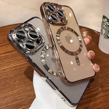 Two iPhone cases with metallic accents.