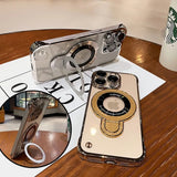 Two iPhone cases with ring stands.