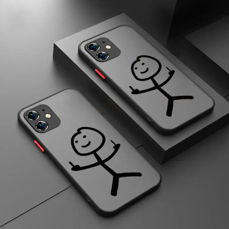 Two iphone cases with a sticker sticker on them