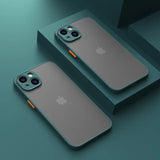 Two iPhone models with triple-lens cameras and matte gray finishes.