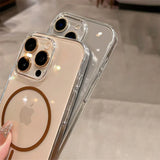 Luxury Transparent MagSafe Lens Protect Case For iPhone 16 15 14 12 13 Plus Pro Max