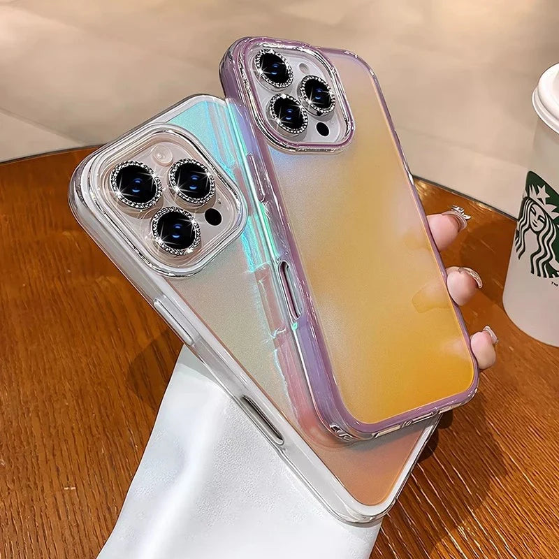 Two iridescent phone cases.