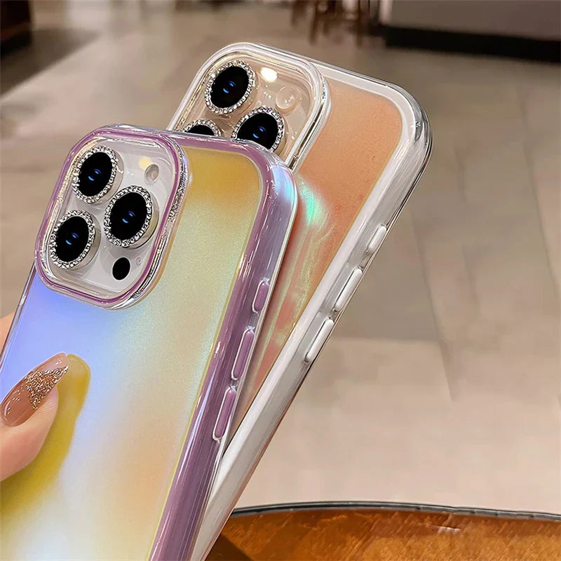 Two iridescent phone cases.