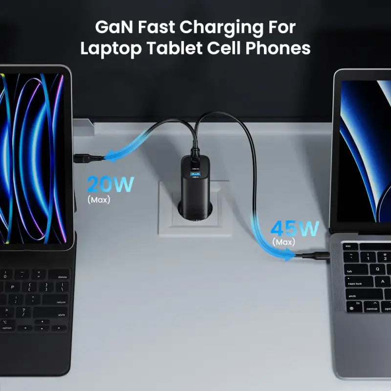two laptops with charging ports and a laptop