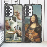 Luxury Vintage Painting Fun Cat Art Cases For Samsung Galaxy S20 Plus S21 FE S22 S23 Ultra A53 A52 A54 S24 Van Gogh Gustav Klimt Mona Lisa Phone Cover
