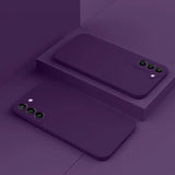 two purple iphone cases on a purple background