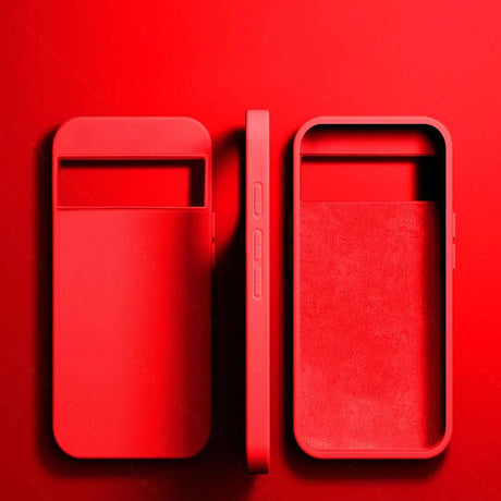 Two red smartphone cases or protective covers side by side.