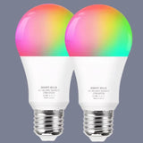 Two smart light bulbs with remote control and app controlled