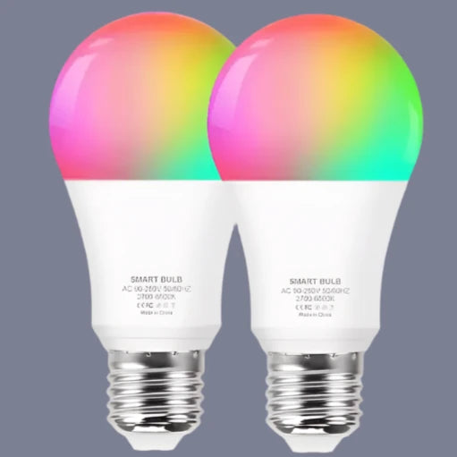 two smart light bulbs with remote control and app controlled