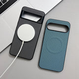 Two smartphone cases, one black with a magnetic charger, the other teal.