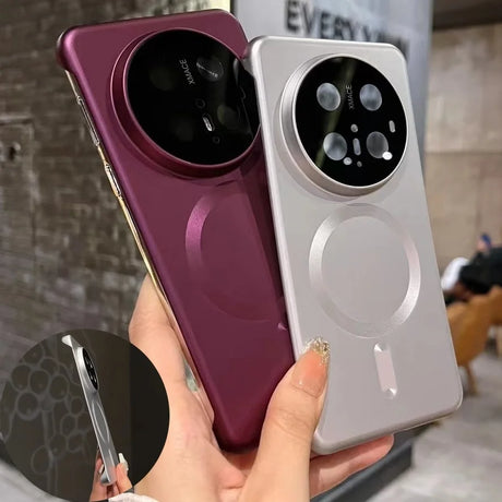 Two smartphone cases with circular camera modules.