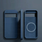 Two smartphone cases or protective covers in dark blue color.