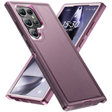 Two smartphones in protective cases.